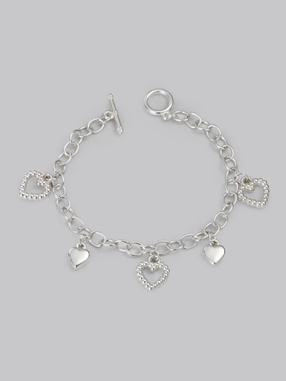 Silver Heart Charm Bracelet - Women's Jewelry